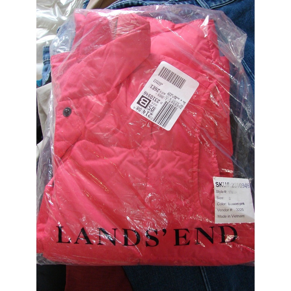 New LANDS END Puffer Vest Size S Pink Goosedown Snap Front Nylon Gorpcore - Picture 10 of 10